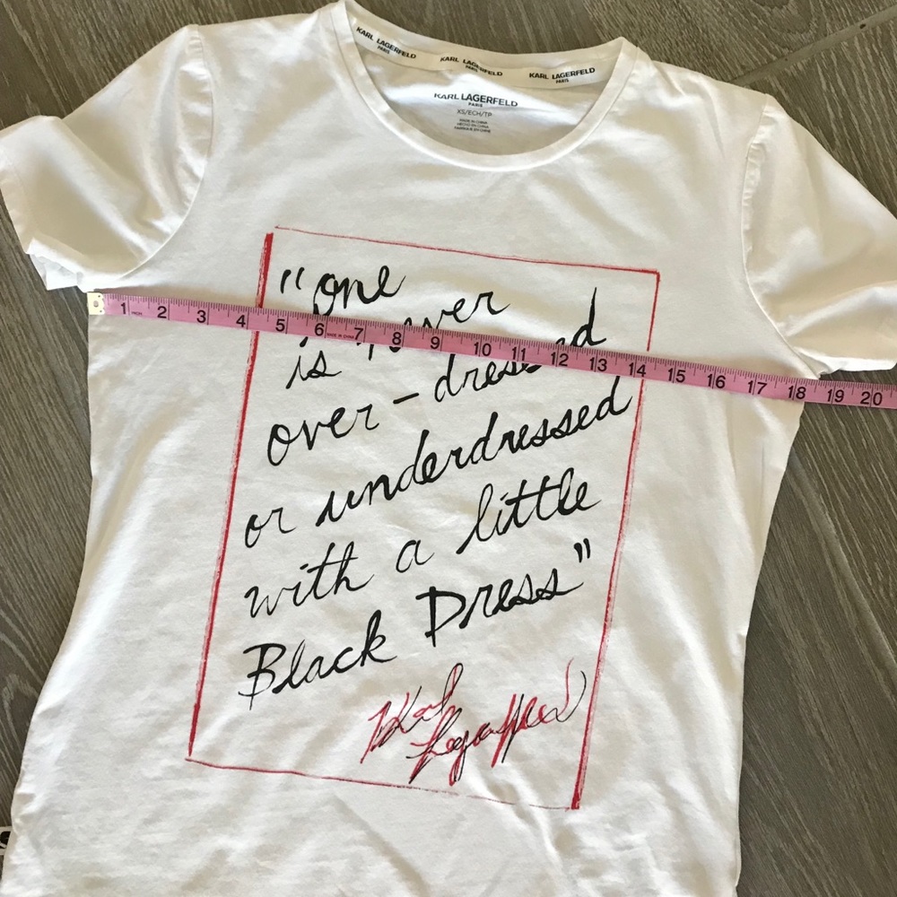 Karl Lagerfeld Quote Basic White Tee Size Xs - image 6